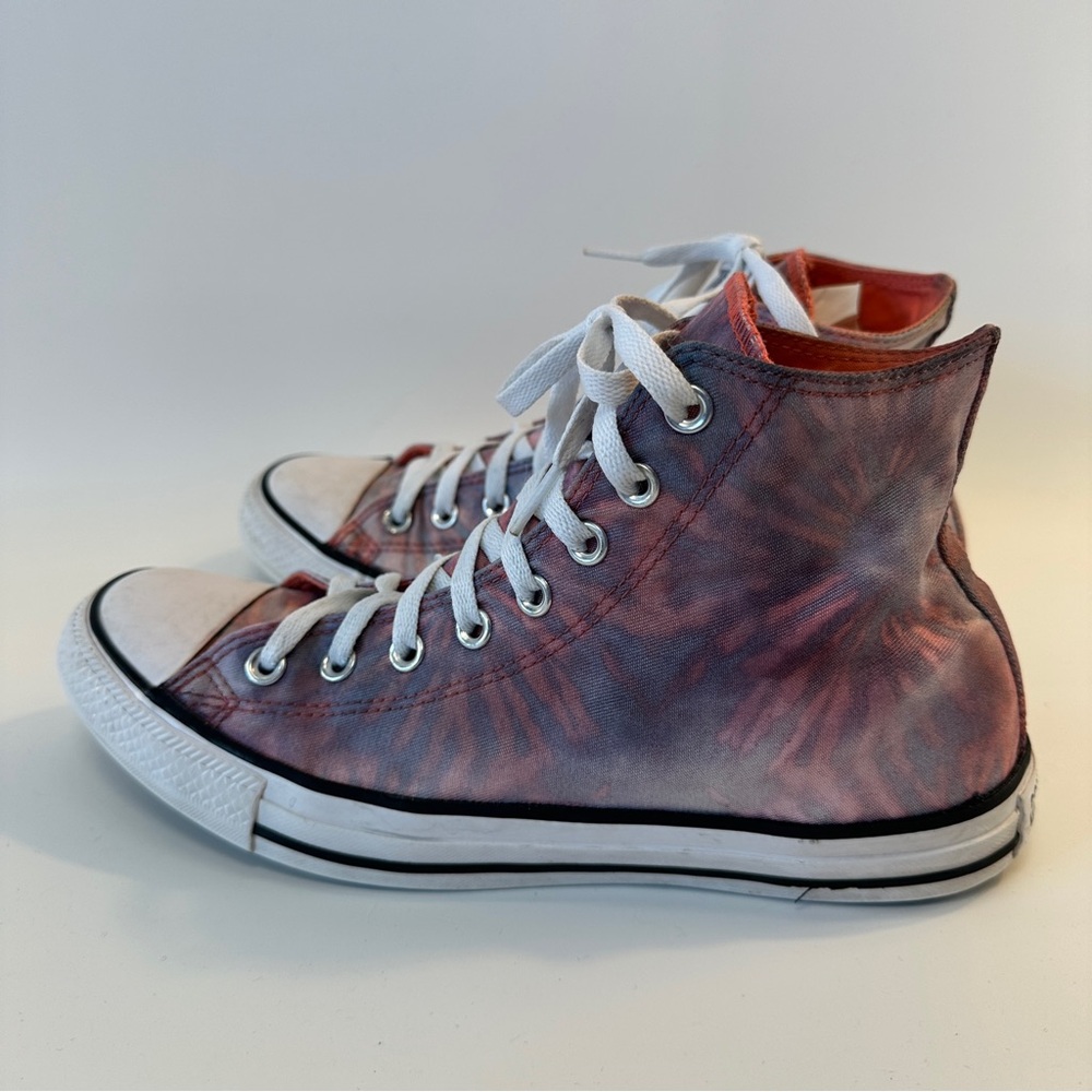 RARE HTF Converse Chuck Taylor All Star Hi Tie Dye Blue Red Coral Men's 9 Wms 11 - Picture 3 of 10